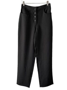 Wilfred Dress Pants Womens 4 Black Crepe High Rise Straight Button Flat Front